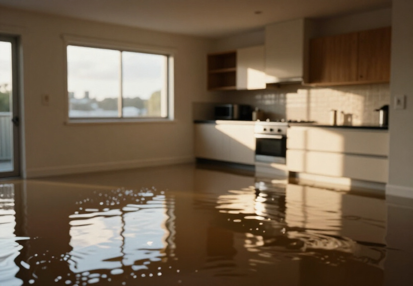 Wet carpet in a Sadleir home before drying